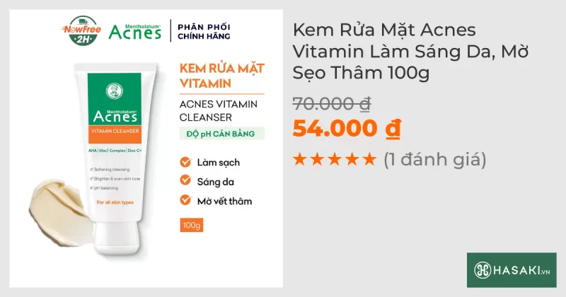 Kem Rửa Mặt Acnes Vitamin Làm Sáng Da, Mờ Sẹo Thâm 100g