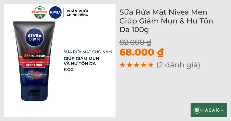 Sữa Rửa Mặt Nivea Men Giúp Giảm Mụn & Hư Tổn Da 100g