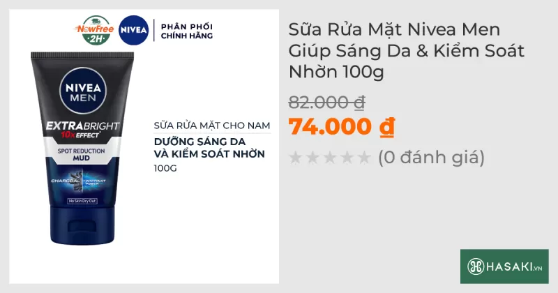 Sữa Rửa Mặt Nivea Men Giúp Sáng Da & Kiểm Soát Nhờn 100g