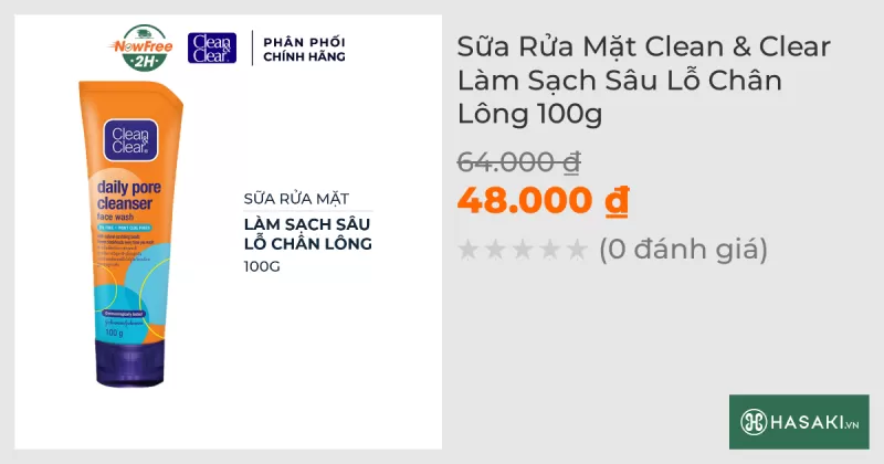 Sữa Rửa Mặt Clean & Clear Làm Sạch Sâu Lỗ Chân Lông 100g