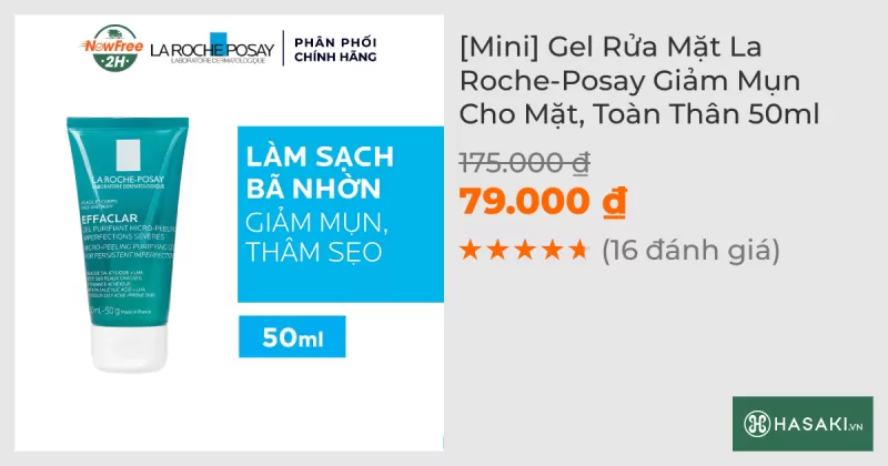 [Mini] Gel Rửa Mặt La Roche-Posay Giảm Mụn Cho Mặt, Toàn Thân 50ml