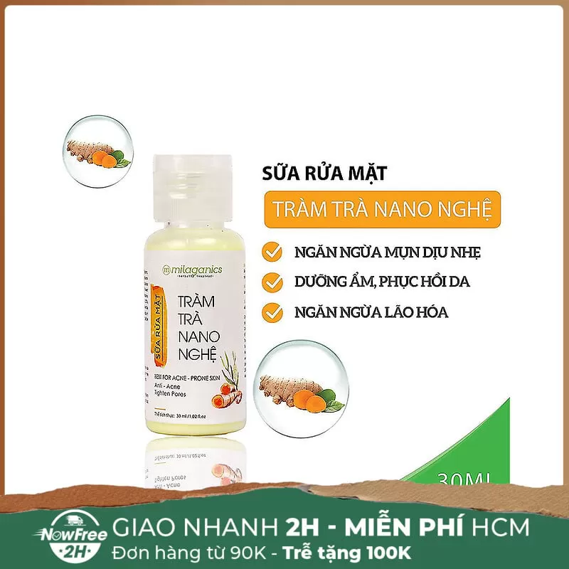 [Mini] Sữa Rửa Mặt Milaganics Tràm Trà Nano Nghệ Ngừa Mụn 30ml