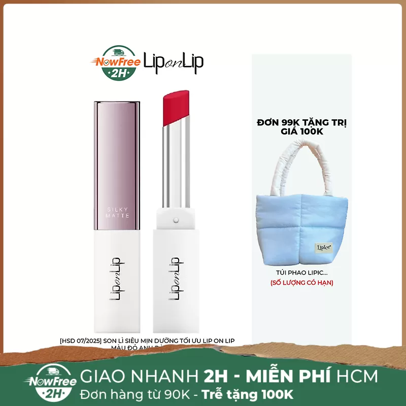 [HSD 07/2025] Son Lì Siêu Mịn Dưỡng Tối Ưu Lip On Lip Màu Đỏ Anh Đào 2.2g