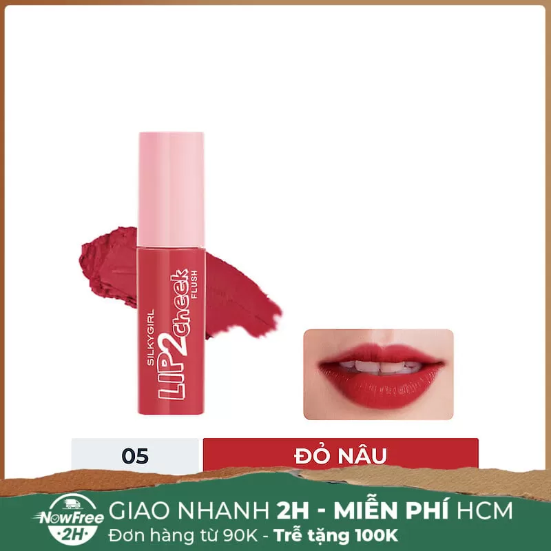 [HSD 09/2025] Son Kem Lì 2In1 Silkygirl 05 Cherry Bomb Màu Đỏ Nâu 3.8ml