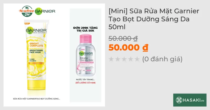 [Mini] Sữa Rửa Mặt Garnier Tạo Bọt Dưỡng Sáng Da 50ml