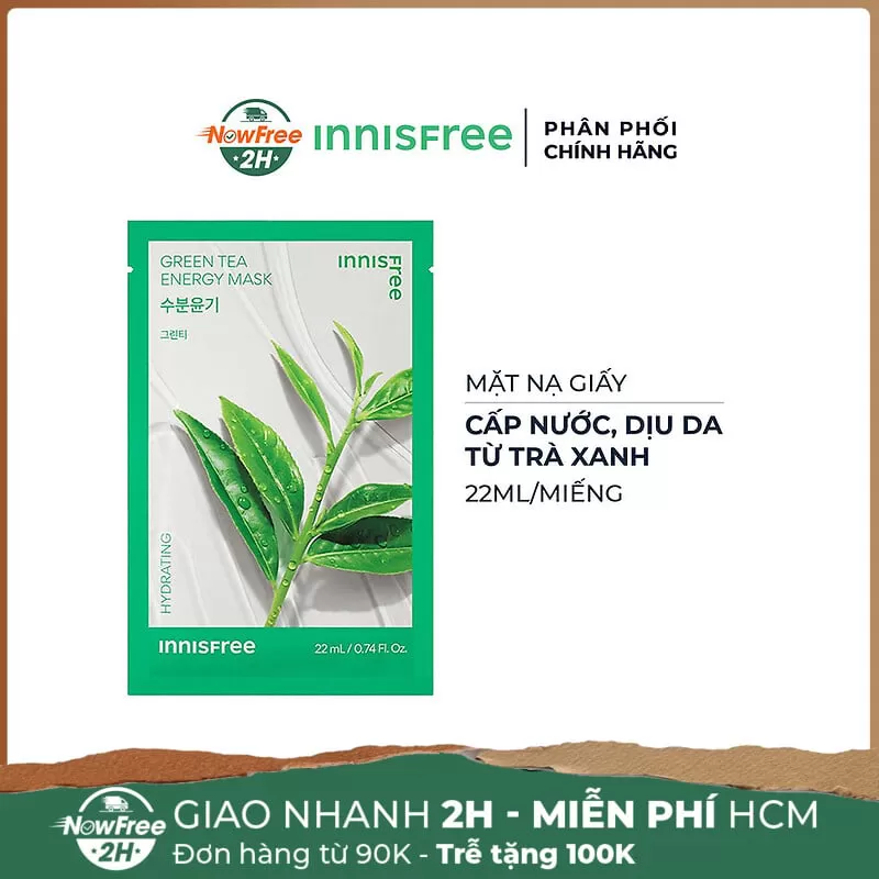 Mặt Nạ innisfree Cấp Nước, Dịu Da Từ Trà Xanh 22ml (Deal)