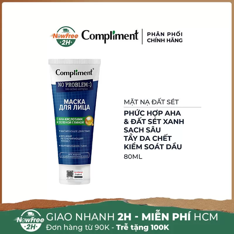 Mặt Nạ Đất Sét Compliment AHAs & Đất Sét Xanh Sạch Sâu 80ml