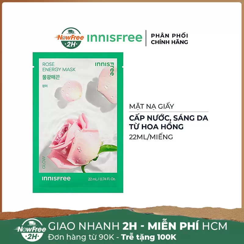 Mặt Nạ innisfree Cấp Nước, Sáng Da Từ Hoa Hồng 22ml (Mới)