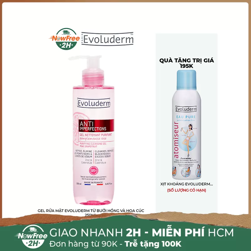 Gel Rửa Mặt Evoluderm Từ Bưởi Hồng Và Hoa Cúc 250ml