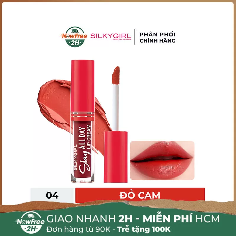 Son Kem Lì Silkygirl Lâu Trôi 04 Kissy - Đỏ Cam 2ml