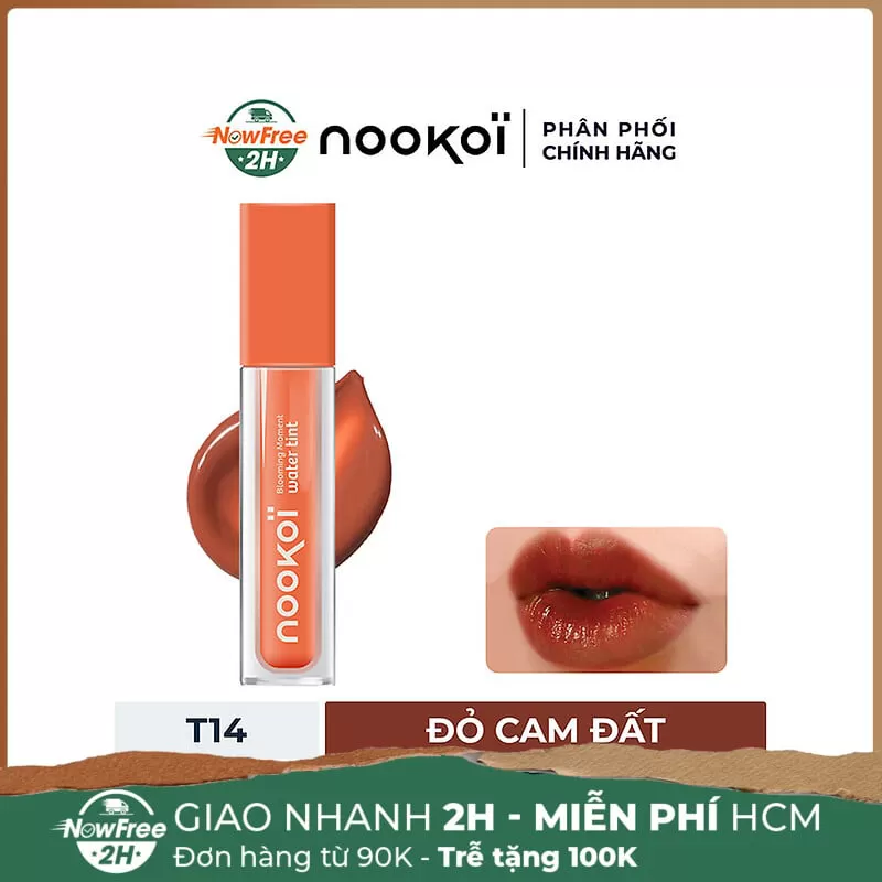 Son Tint Nookoi Căng Mọng Màu T14 Đỏ Cam Đất 3.8g