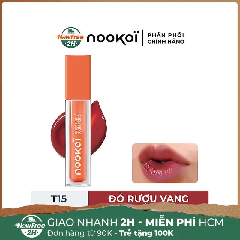 Son Tint Nookoi Căng Mọng Màu T15 Đỏ Rượu Vang 3.8g