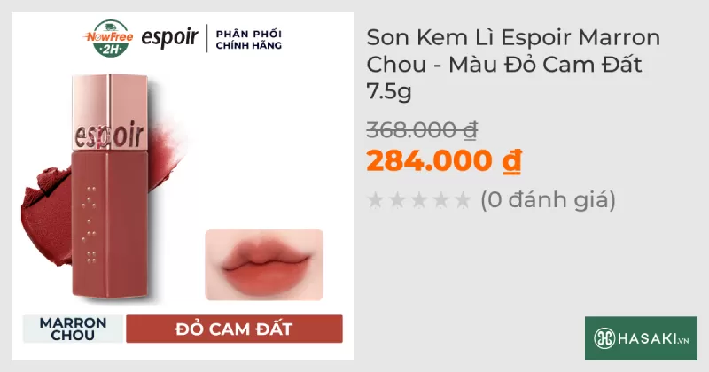 Son Kem Lì Espoir Marron Chou - Màu Đỏ Cam Đất 7.5g