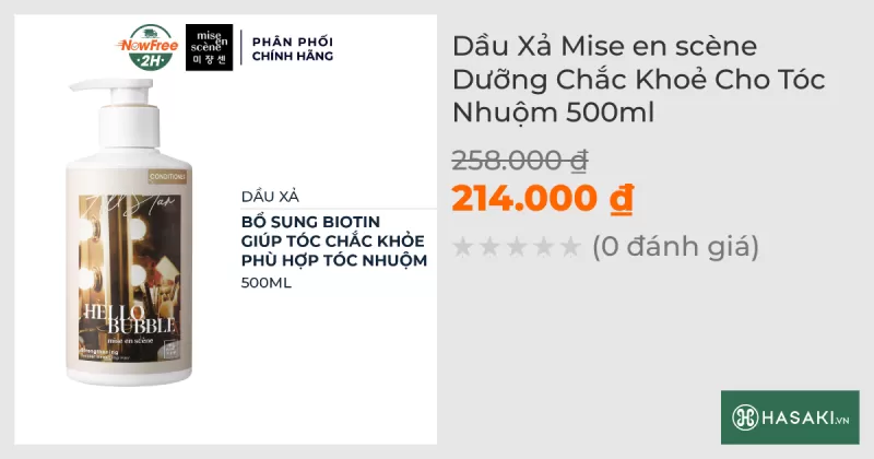 Dầu Xả Mise en scène Dưỡng Chắc Khoẻ Cho Tóc Nhuộm 500ml