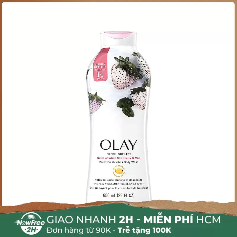 [HSD 11/2025] Sữa Tắm Olay Tươi Mát Dài Lâu Với Dâu Trắng Và Bạc Hà 650ml