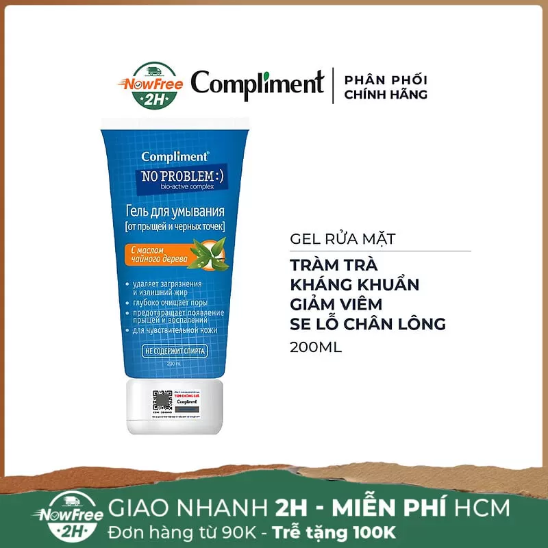 Gel Rửa Mặt Compliment Tràm Trà Kháng Khuẩn Giảm Viêm 200ml