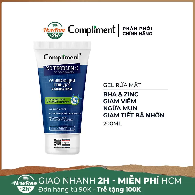 Gel Rửa Mặt Compliment BHA & Zinc Giảm Viêm Ngừa Mụn 200ml