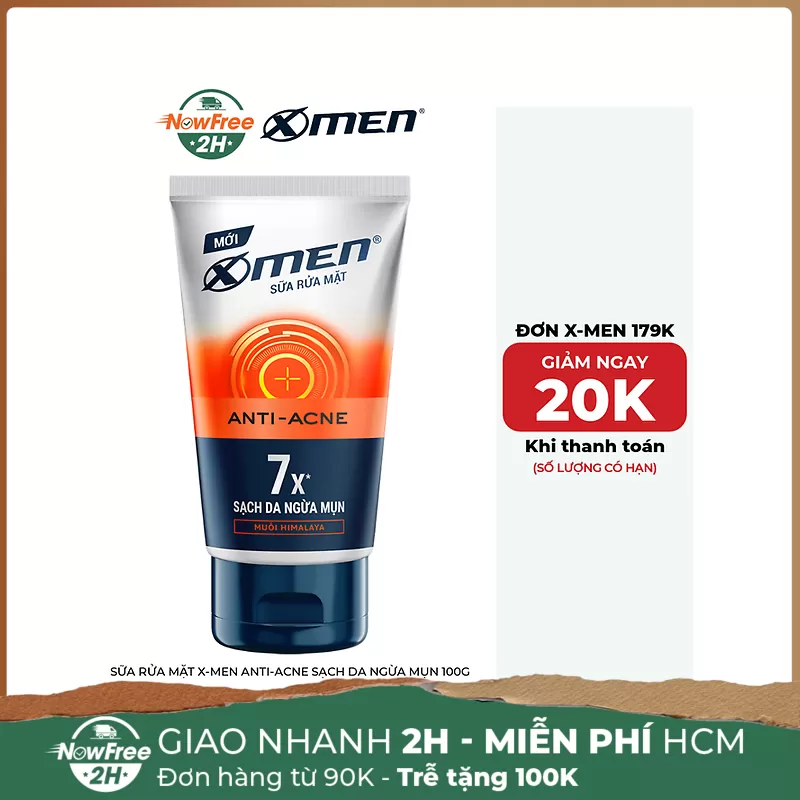 Sữa Rửa Mặt X-Men Anti-Acne Sạch Da Ngừa Mụn 100g