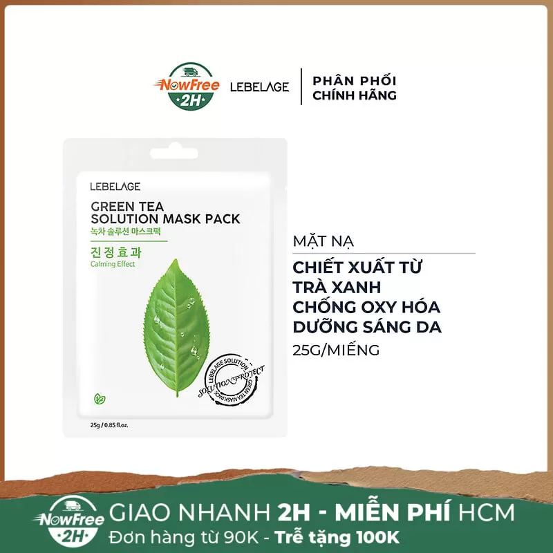 Mặt Nạ Lebelage Trà Xanh Chống Oxy Hóa, Dưỡng Sáng Da 25g