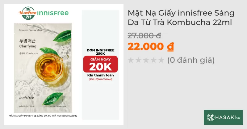 Mặt Nạ Giấy innisfree Sáng Da Từ Trà Kombucha 22ml