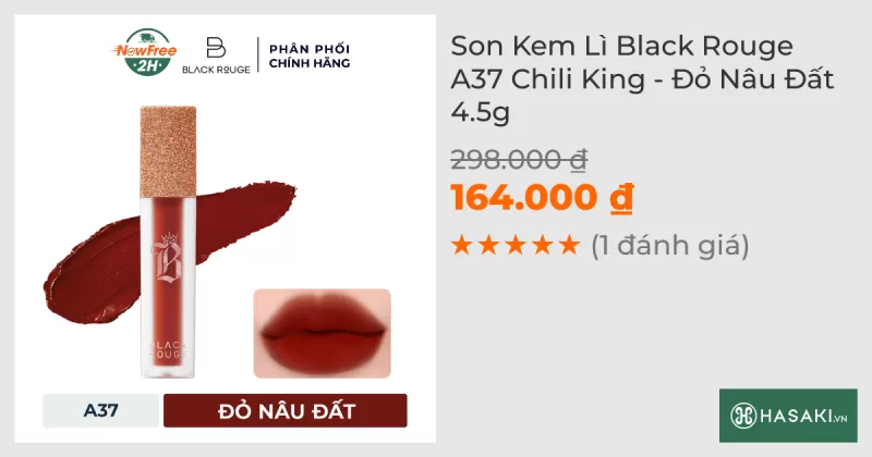 Son Kem Lì Black Rouge A37 Chili King - Đỏ Nâu Đất 4.5g