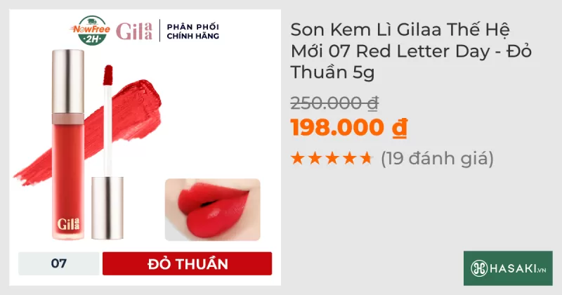 Son Kem Lì Gilaa Thế Hệ Mới 07 Red Letter Day - Đỏ Thuần 5g