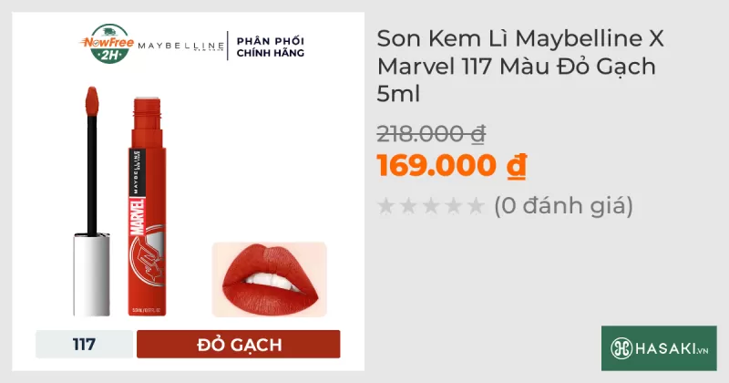 Son Kem Lì Maybelline X Marvel 117 Màu Đỏ Gạch 5ml