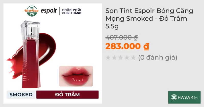 Son Tint Espoir Bóng Căng Mọng Smoked - Đỏ Trầm 5.5g