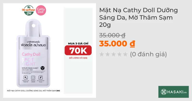 Mặt Nạ Cathy Doll Dưỡng Sáng Da, Mờ Thâm Sạm 20g