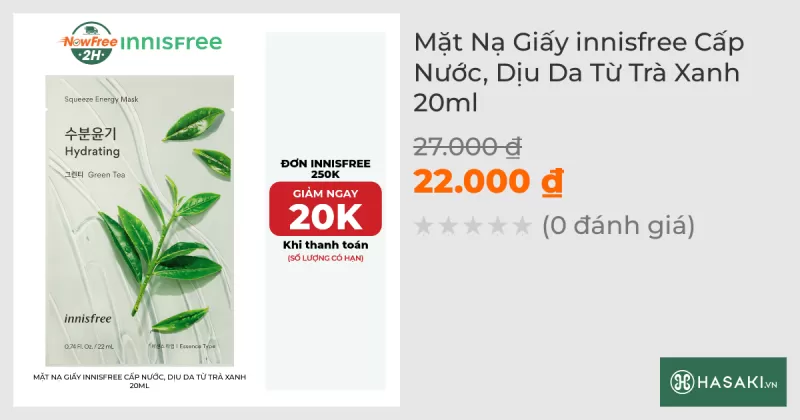 Mặt Nạ Giấy innisfree Cấp Nước, Dịu Da Từ Trà Xanh 20ml