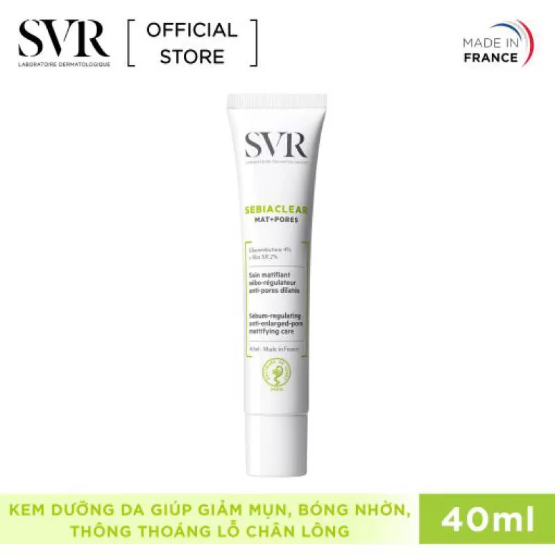 Kem Dưỡng Kiềm Dầu, Se Lỗ Chân Lông SVR Sebiaclear MAT+PORES