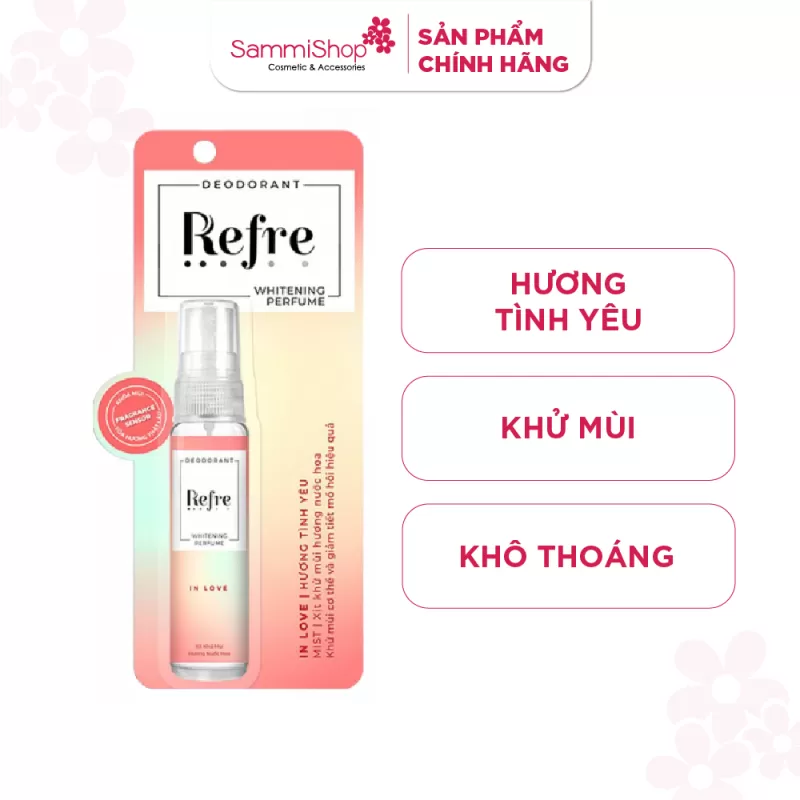 Refre Xịt khử mùi hương nước hoa Hương Tình Yêu Refre Whitening Perfume In Love 30ml