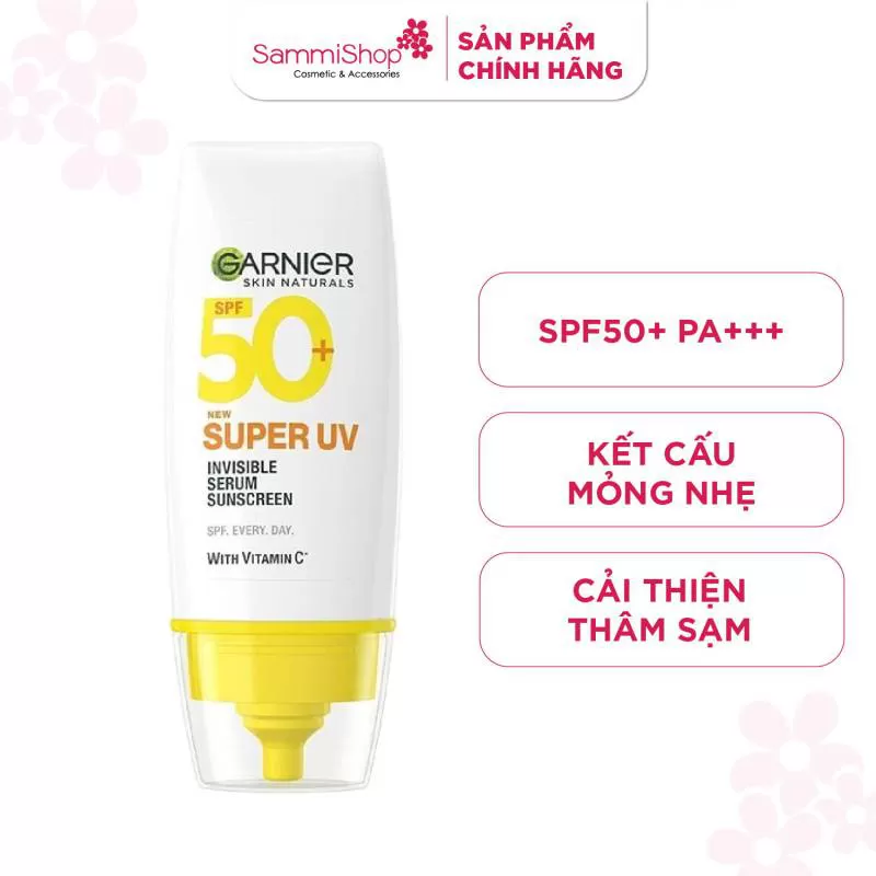 Garnier Dưỡng chất chống nắng Skin Naturals Super UV Invisible Serum Suncreen 30ml