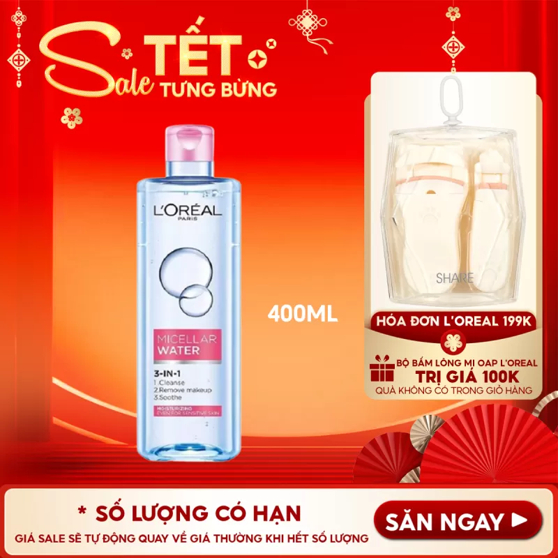 Nước Tẩy Trang Dưỡng Ẩm Cho Da Khô L'Oreal Micellar Water Moisturizing