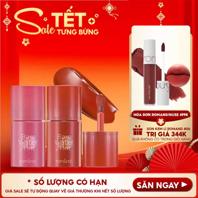 [New] Son Tint Lâu Trôi, Căng Mọng Romand Bare Water Tint 4.5g