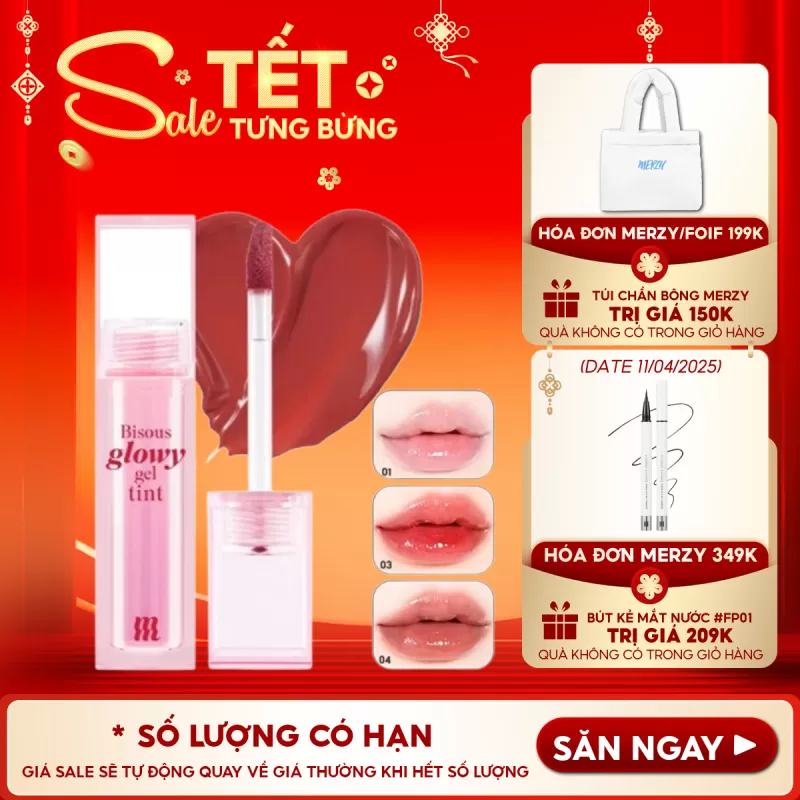 Son Bóng Pha Lê Căng Mọng, Bền Màu Merzy Bisous Glowy Gel Tint 4g