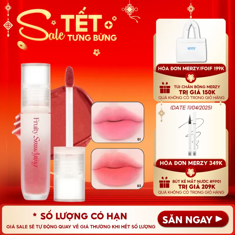 Son Kem Lì Mịn Mượt Merzy Fruity Smudging Velvet Tint 3.5g