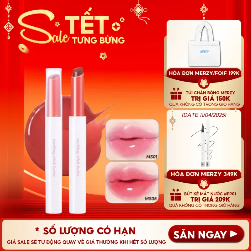 Son Dưỡng Có Màu, Ẩm Mịn, Căng Bóng Môi Merzy More Shine Melting Stick Balm 2g