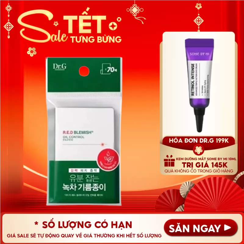 [70 tờ] Giấy Thấm Dầu Kiểm Soát Dầu Nhờn Dành Cho Da Nhạy Cảm Dr.G R.E.D Blemish Oil Control Paper