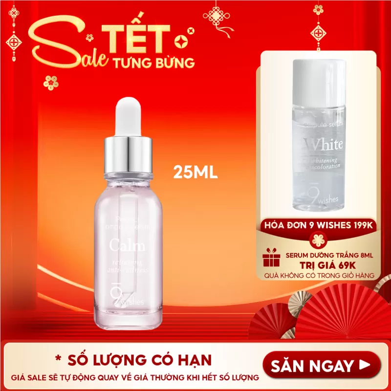 Serum 9 Wishes Tinh Chất Hỗ Trợ Giảm Mụn, Làm Dịu Da 9 Wishes Calm Relief Soothing Ampule Serum 25ml