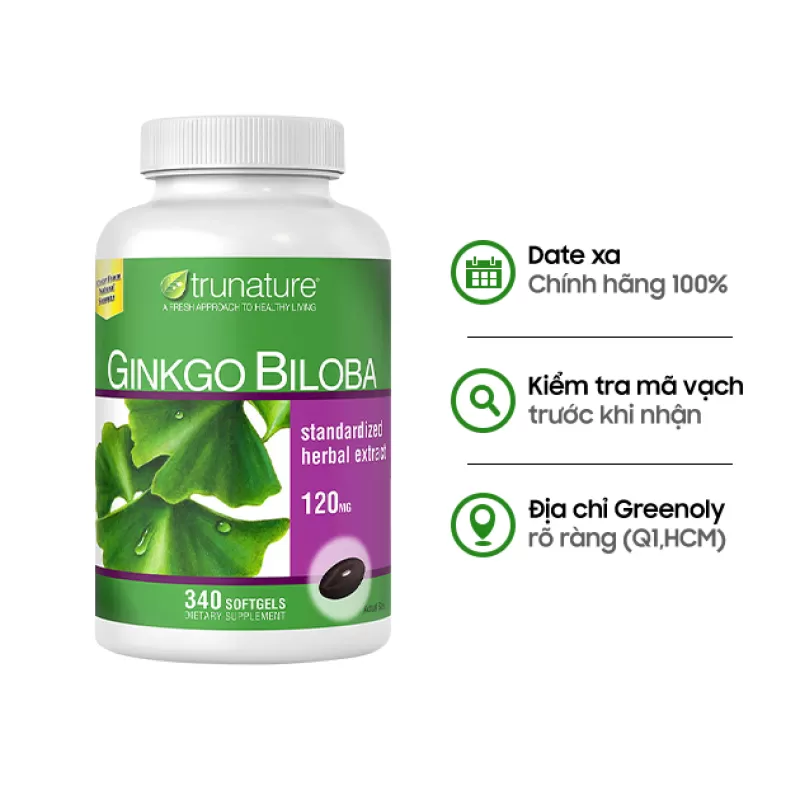 Ginkgo Biloba 120mg Trunature Của Mỹ - Chính Hãng, Date Xa