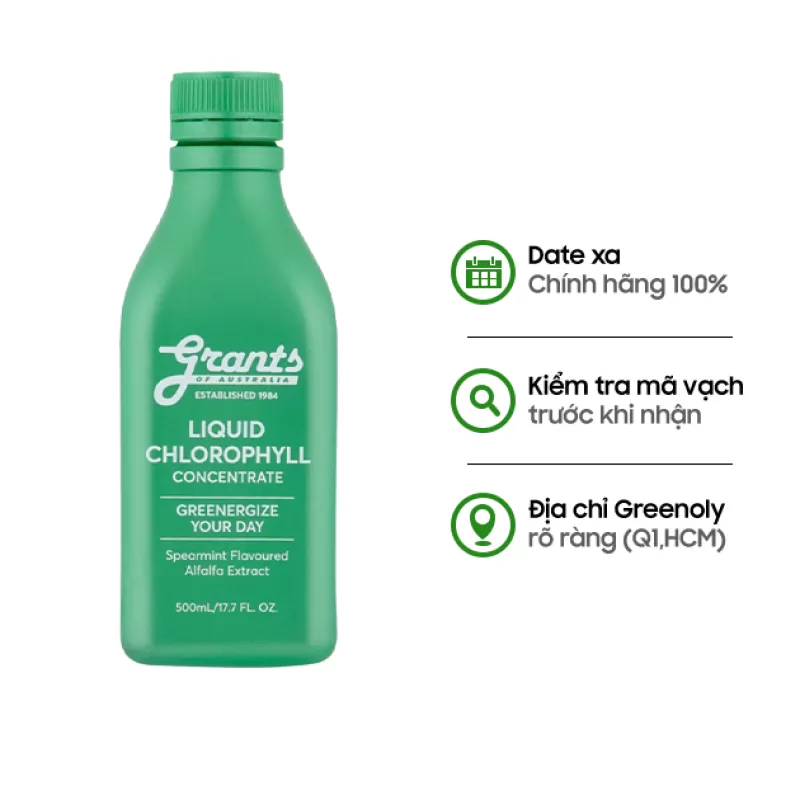 Grants of Australia Nước Diệp Lục Cô Đặc Hỗ Trợ Tiêu Hóa, Tăng Đề Kháng Chlorophyll Concentrate Liquid 500ml