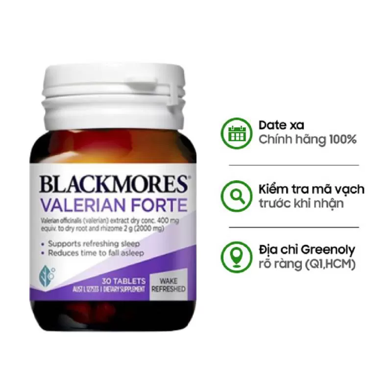 Blackmores Viên Uống Hỗ Trợ Giấc Ngủ Chiết Xuất Cây Nữ Lan 2000mg Valerian Forte 30 Viên