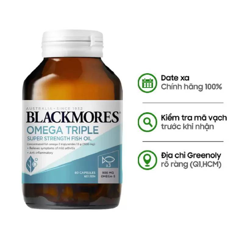 Blackmores Viên Uống Dầu Cá Liều Lượng Omega Tăng Gấp 3 Omega Triple 60 Viên