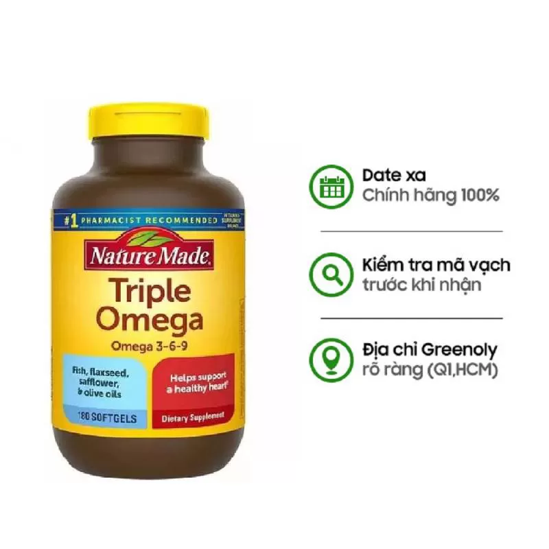 Nature Made Viên Uống Bổ Sung Omega 3 6 9 Triple Omega 180 Viên