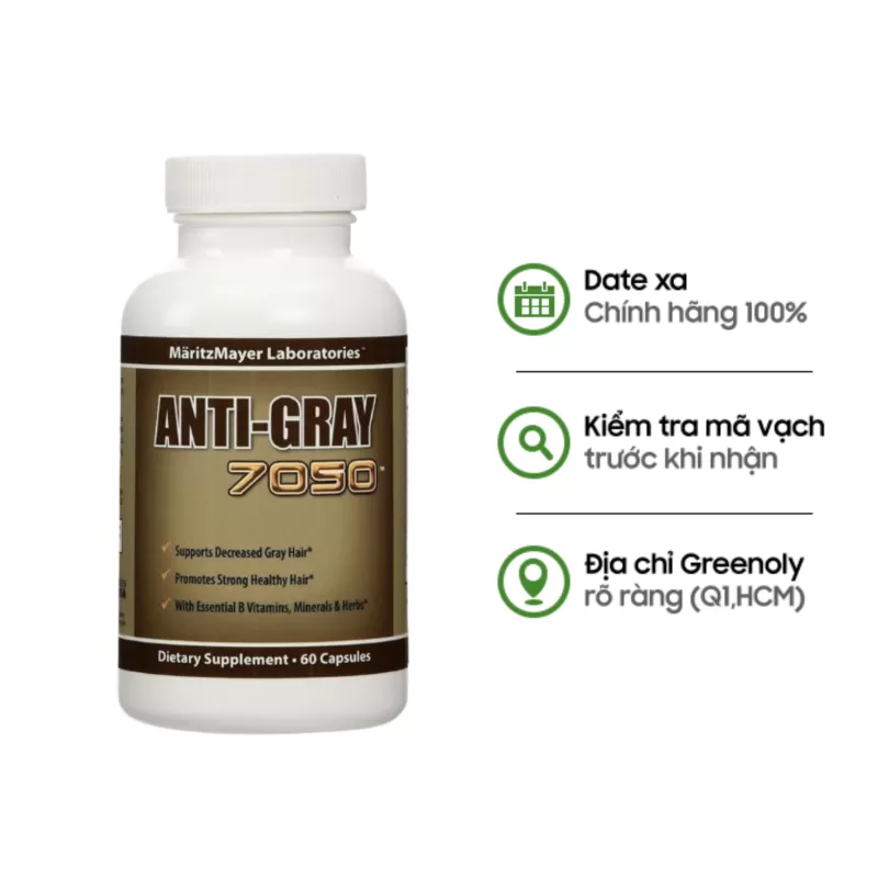 Anti Gray Viên Hỗ Cải Thiện Tóc Bạc Sớm Hair 7050 60 Viên