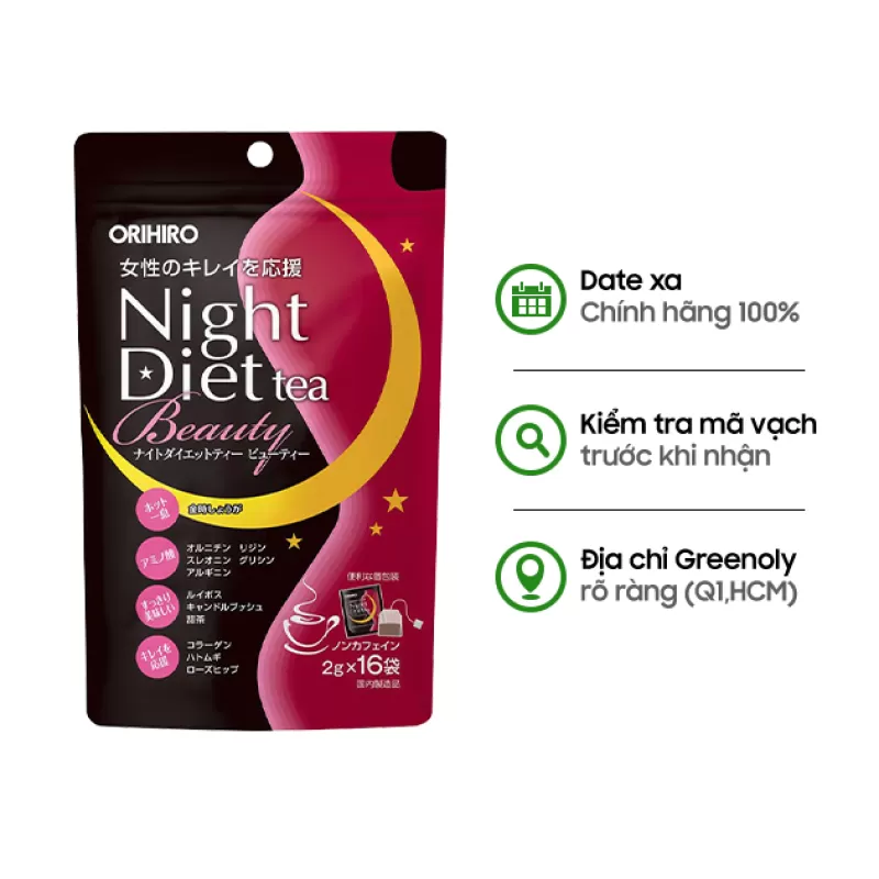 Orihiro Trà Hỗ Trợ Giảm Cân Beauty Collagen 16 Gói