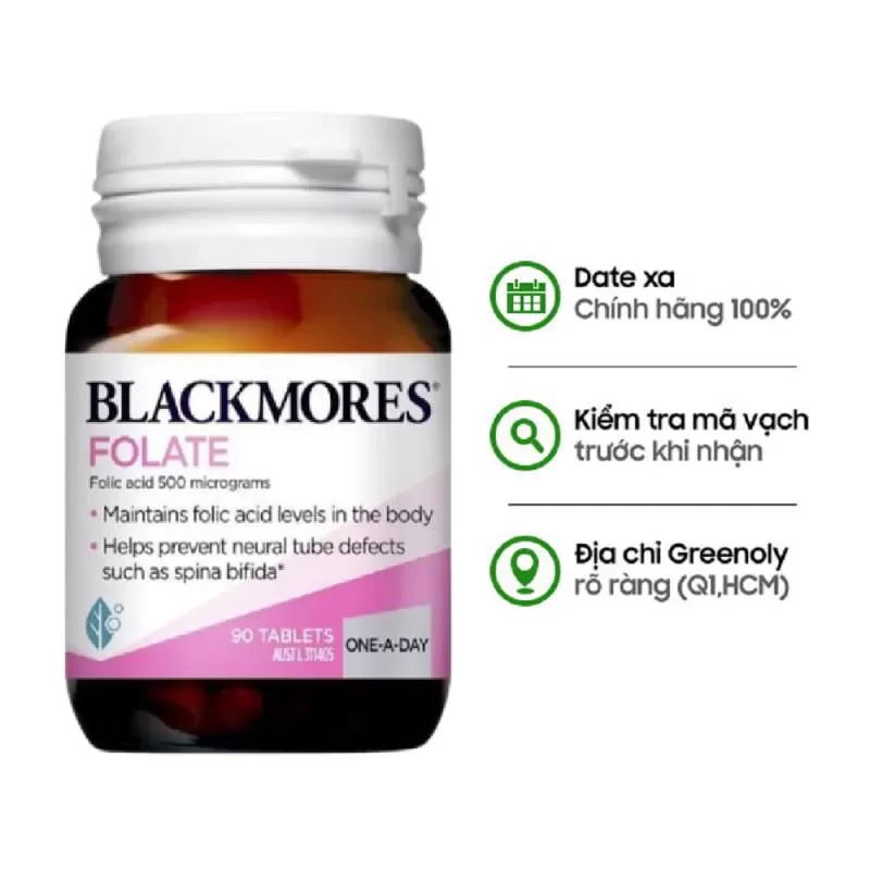 Viên Uống Axit Folic Chống Dị Tật Thai Nhi Blackmores Folate 90 Viên