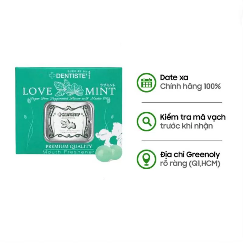 Dentiste Sukkiri Kẹo Bạc Hà Hỗ Trợ Thăng Hoa Cảm Xúc Love Mint 20 Viên