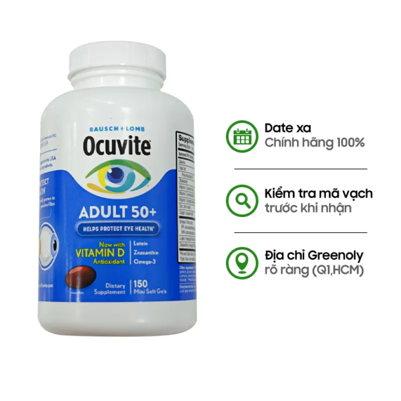 Ocuvite Viên Uống Bổ Mắt Adult 50+ Cho Người Trên 50 Tuổi 150 Viên